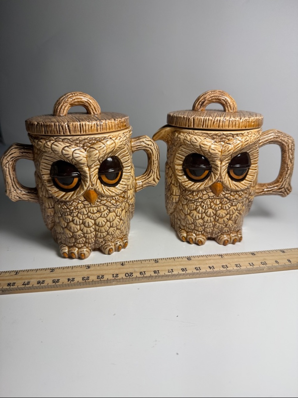 vintage ceramic "Sleepy Eye" owl creamer sugar bowl from Japan collectables